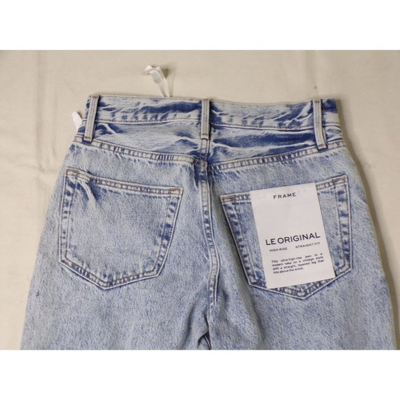 🆕 FRAME Le Original High Rise Straight Leg Button Fly Jeans Richlake Blue Sz 24 - Picture 13 of 15